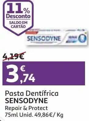 Auchan Pasta dentífrica sensodyne repair & protect 75ml promoção