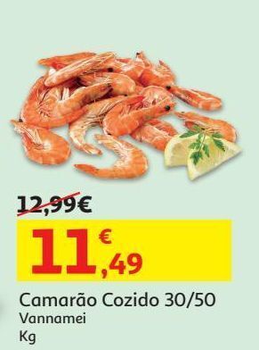 Auchan Camarão cozido 30/50 vannamei kg promoção
