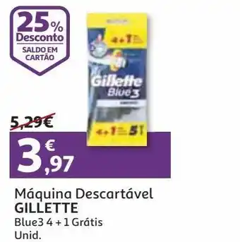 Auchan Máquina descartável gillette blue3 4 +1 grátis promoção