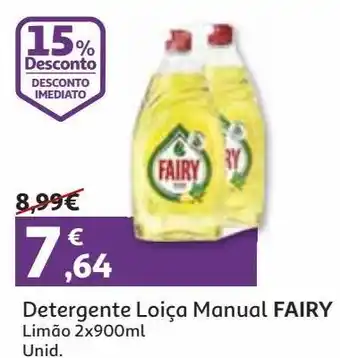 Auchan Det. loiça manual fairy limão 2x900ml promoção