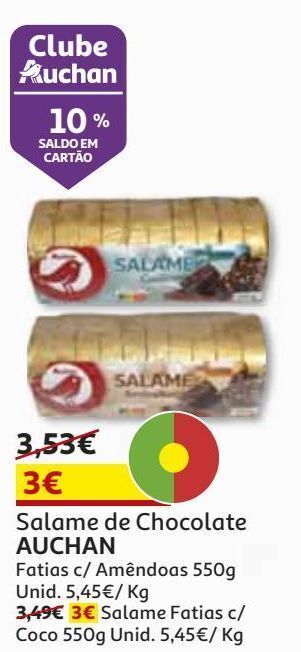 Auchan Salame de chocolate auchan promoção
