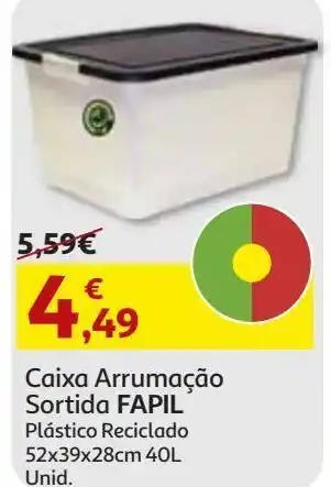 Auchan Caixa arrumação sortida fapil plást recic 52x39x28 40l 81279 promoção