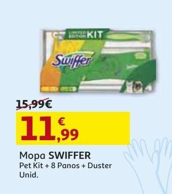 Auchan Mopa swiffer pet kit + 8 panos + duster promoção