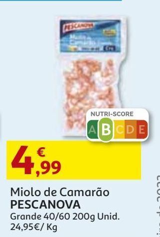 Auchan Miolo de camarão pescanova grande 40/60 200g promoção