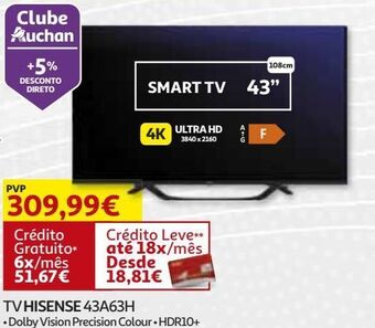 Tv hisense 43a63h