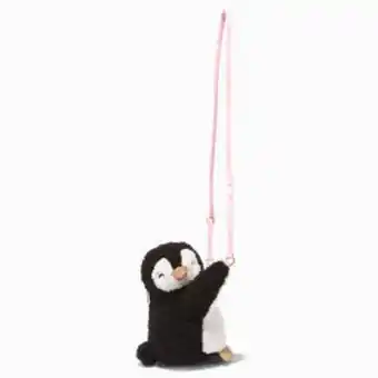 Claire's Claire's club sherpa hugging penguin crossbody bag promoção
