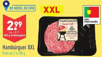 ALDI Hambúrguer XXL Pack de 2x180g promoção