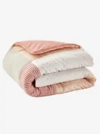 Colcha em patchwork girly vichy - rosa medio liso com motivo