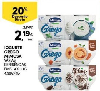 Continente Iogurte Grego Mimosa 4x110g promoção