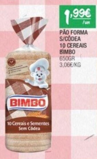 Spar Pão Forma s/ Côdea 10 Cereais Bimbo 650g promoção