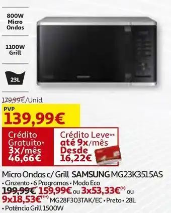 Micro ondas c/grill samsung