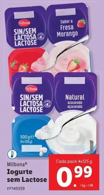 Lidl Iogurte sem lactose milbona promoção