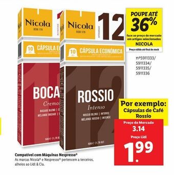 Lidl Cápsulas de café nicola promoção