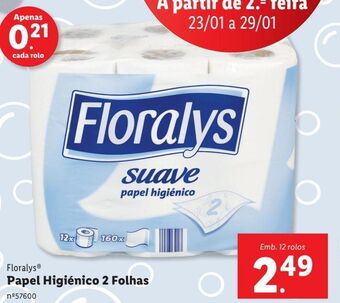 Lidl Papel higiênico floralys promoção