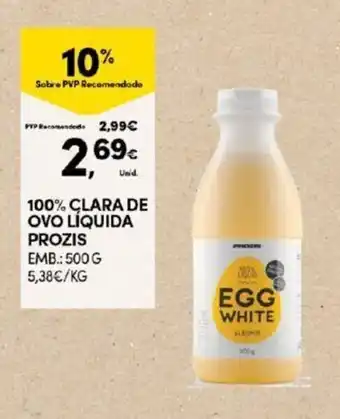 Continente 100% Clara de Ovo Liquida Prozis 500g promoção