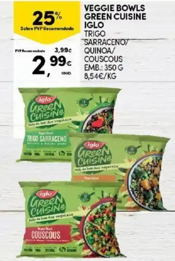 Continente Veggie Bowls Green cuisine Iglo 350g promoção