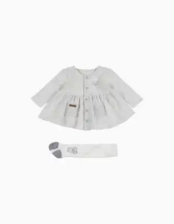 Zippy Conjunto de vestido e collants para recém-nascida, cinza/branco promoção