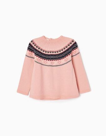 Zippy Camisola de malha com jacquard para menina, rosa promoção
