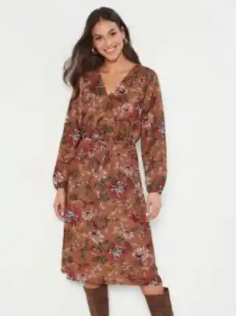 Venca Vestido decote v cruzado manga comprida promoção