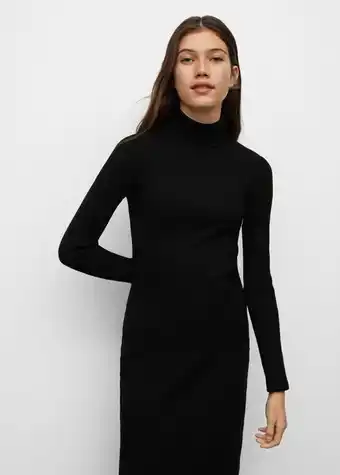 Mango Vestido de malha de gola alta promoção