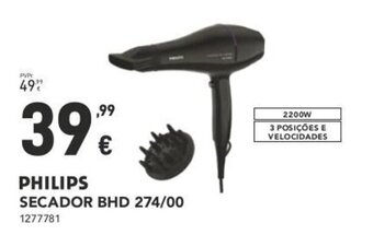 Radio Popular Philips Secador BHD 274/00 promoção