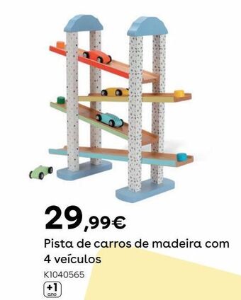 Woodnplay - pista de carros de madeira com 4 veículos