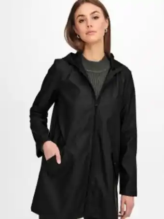Capa de chuva com capuz e zíper de mulher