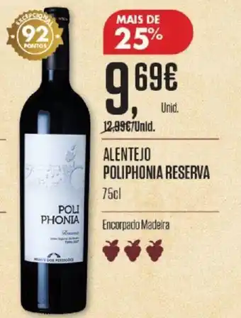 Pingo Doce Alentejo Poliphonia Reserva 75cl promoção