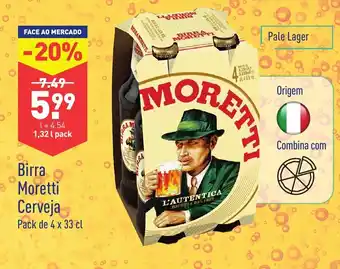 ALDI Birra Moretti Cerveja 1,32L promoção