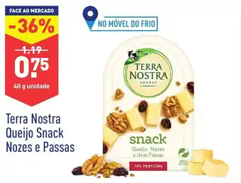ALDI Terra Nostra Queijo Snack Nozes e Passas 40g promoção