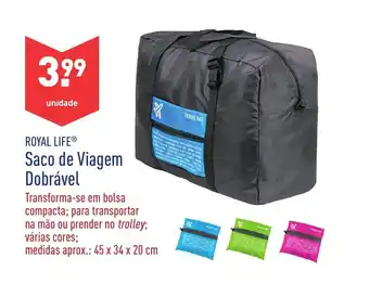 ALDI Royal Life Saco de Viagem Dobrável 45x34x20cm promoção