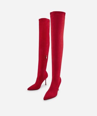 Marypaz Bota mosquetera efecto ante rojo tacón fino promoção
