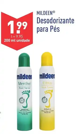 ALDI Mildeen Desodorizante para Pés 200ml promoção