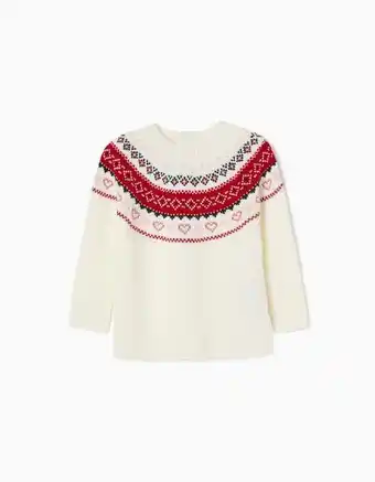 Zippy Camisola de malha com jacquard para bebé menina, branco promoção