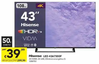 Radio Popular Hisense LED 43A7300F promoção