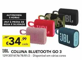 Radio Popular JBL Coluna Bluetooth GO 3 promoção