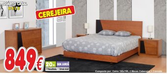 Composto por: Cama 195x150, 2 Mesas Cabeceira + Cómoda