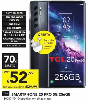 Radio Popular TCL Smartphone 20 Pro 5G 256GB promoção