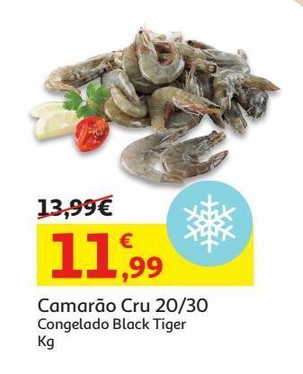 Auchan Camarão cru congelado 20/30 black tiger kg promoção