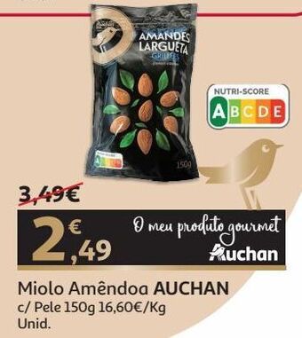 Auchan Miolo amêndoa auchan gourmet com pele 150 g promoção