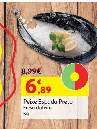 Auchan Peixe espada preto fresco inteiro kg promoção