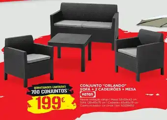Keter Conjunto "Orlando" Sofá + 2 Cadeirões + Mesa
