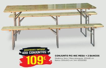Bricomarché Conjunto Pic-Nic Mesa + 2 Bancos promoção
