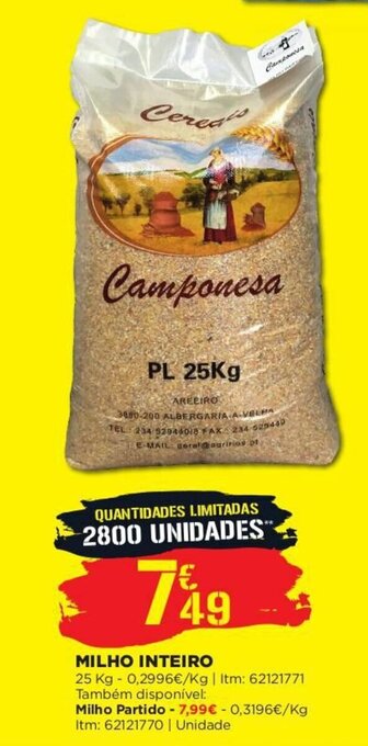 Bricomarché Milho Inteiro 25kg promoção