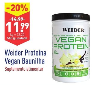ALDI Weider Proteína Vegan Baunilha 540g promoção