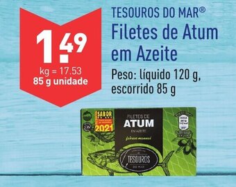 ALDI Tesouros Do Mar Filetes de Atum em Azeite 85g promoção