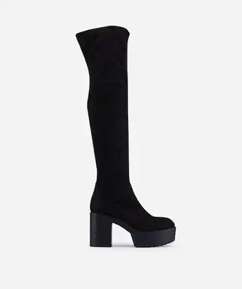 Marypaz Bota mosquetera efecto ante negro tacón ancho promoção