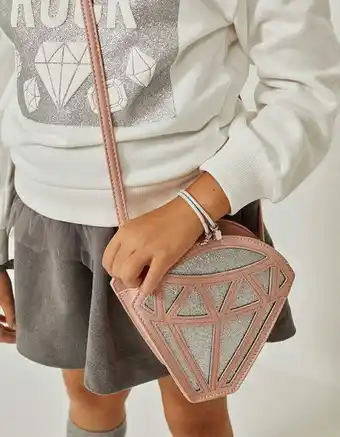 Bolsa a tiracolo para menina 'diamante', rosa/prateado