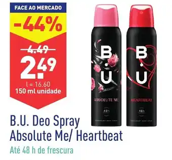 ALDI B.U, Deo Spray Absolute Me/Heartbeat 150ml promoção
