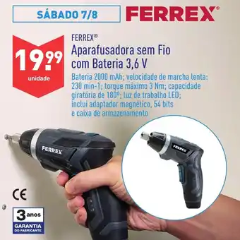 ALDI Ferrex Aparafusadora sem Fio com Bateria 3,6v promoção